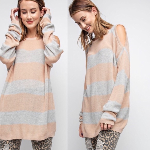 Bellanblue Tops - LYNH Striped Tunic top - NATURAL